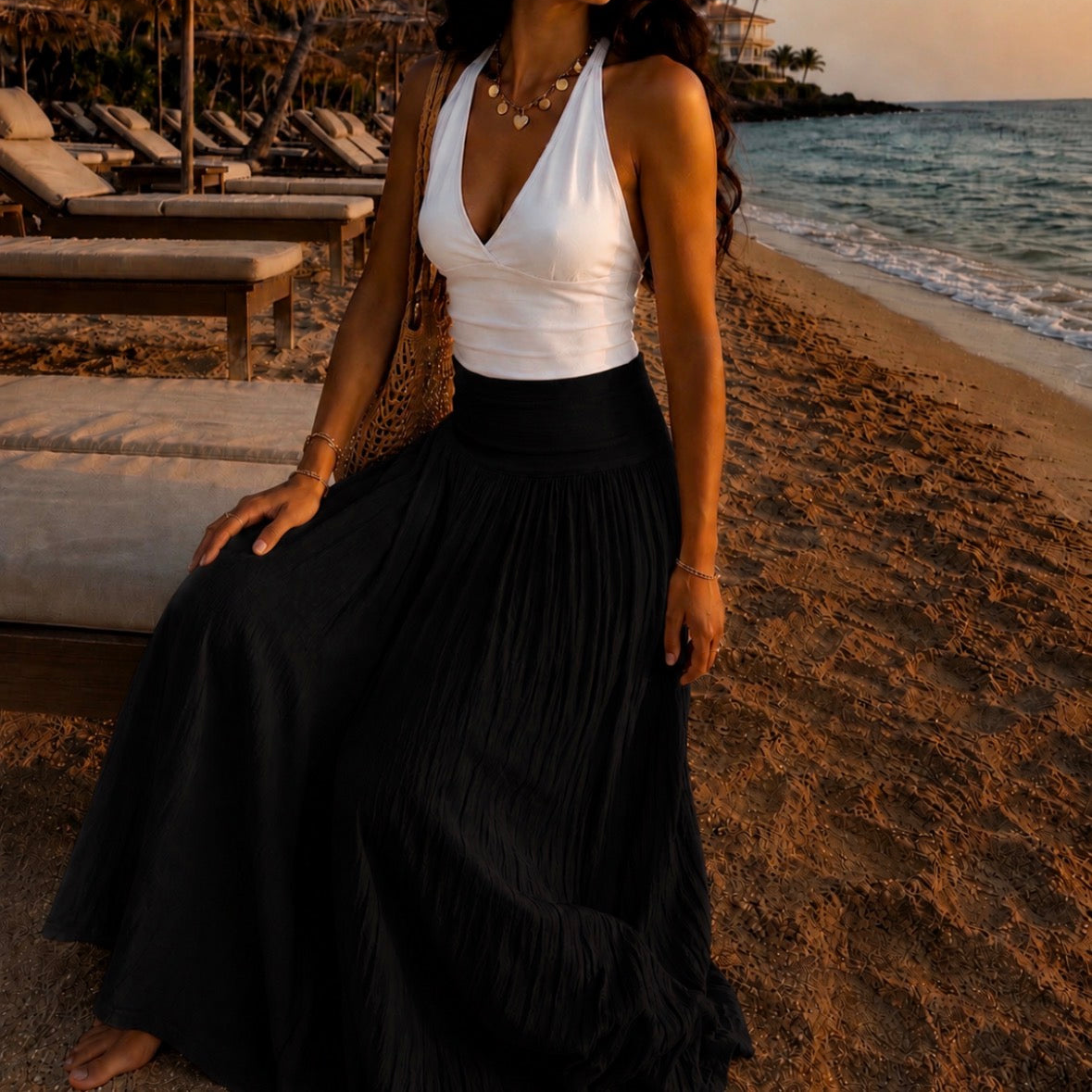 Camille Long Skirt Black