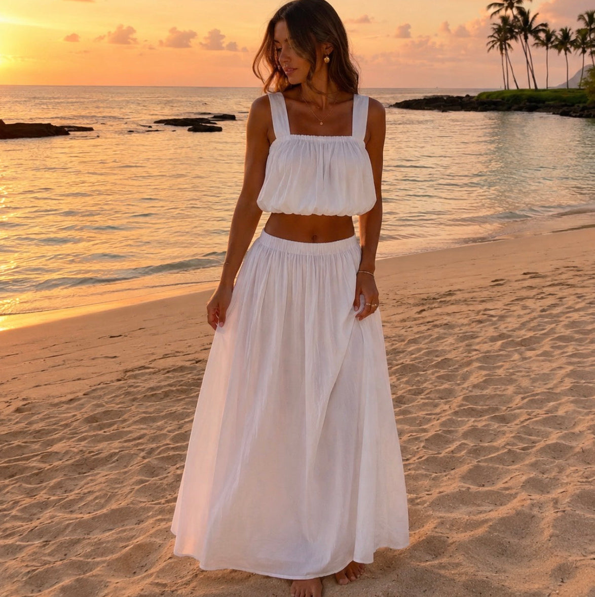 Louise Long Skirt White
