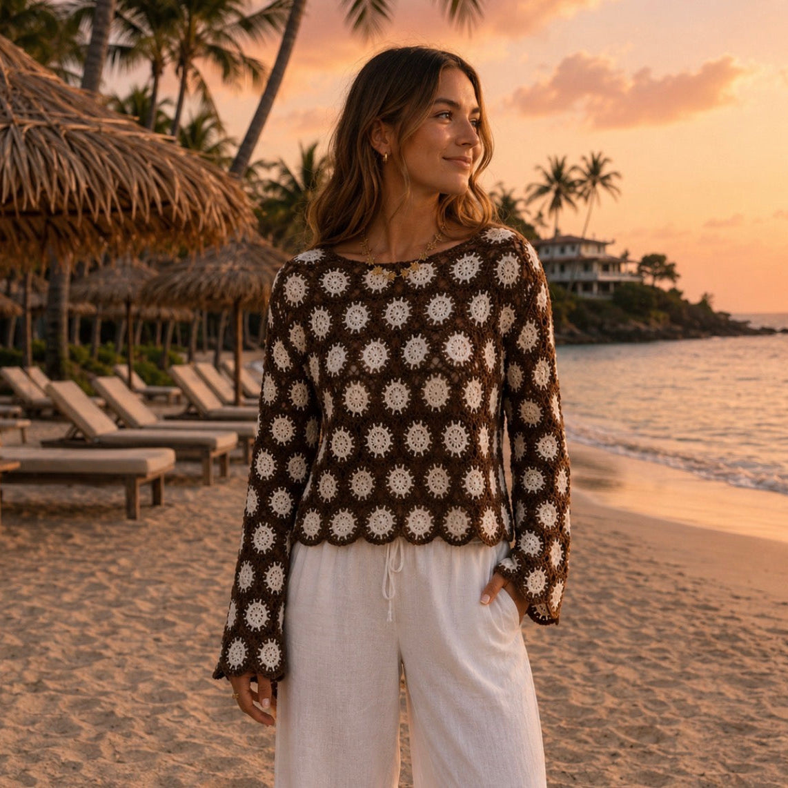 Broderie Beach Wear Brown