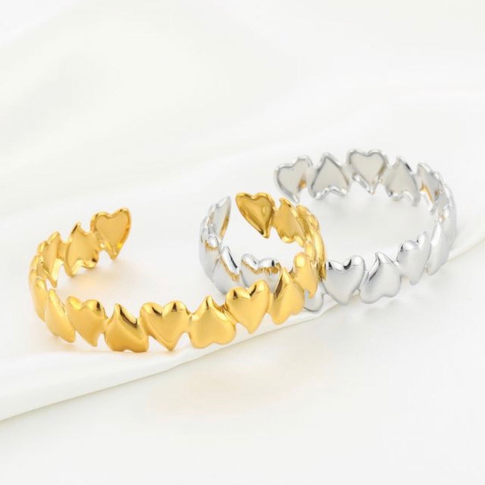Multi Heart Bangle Silver