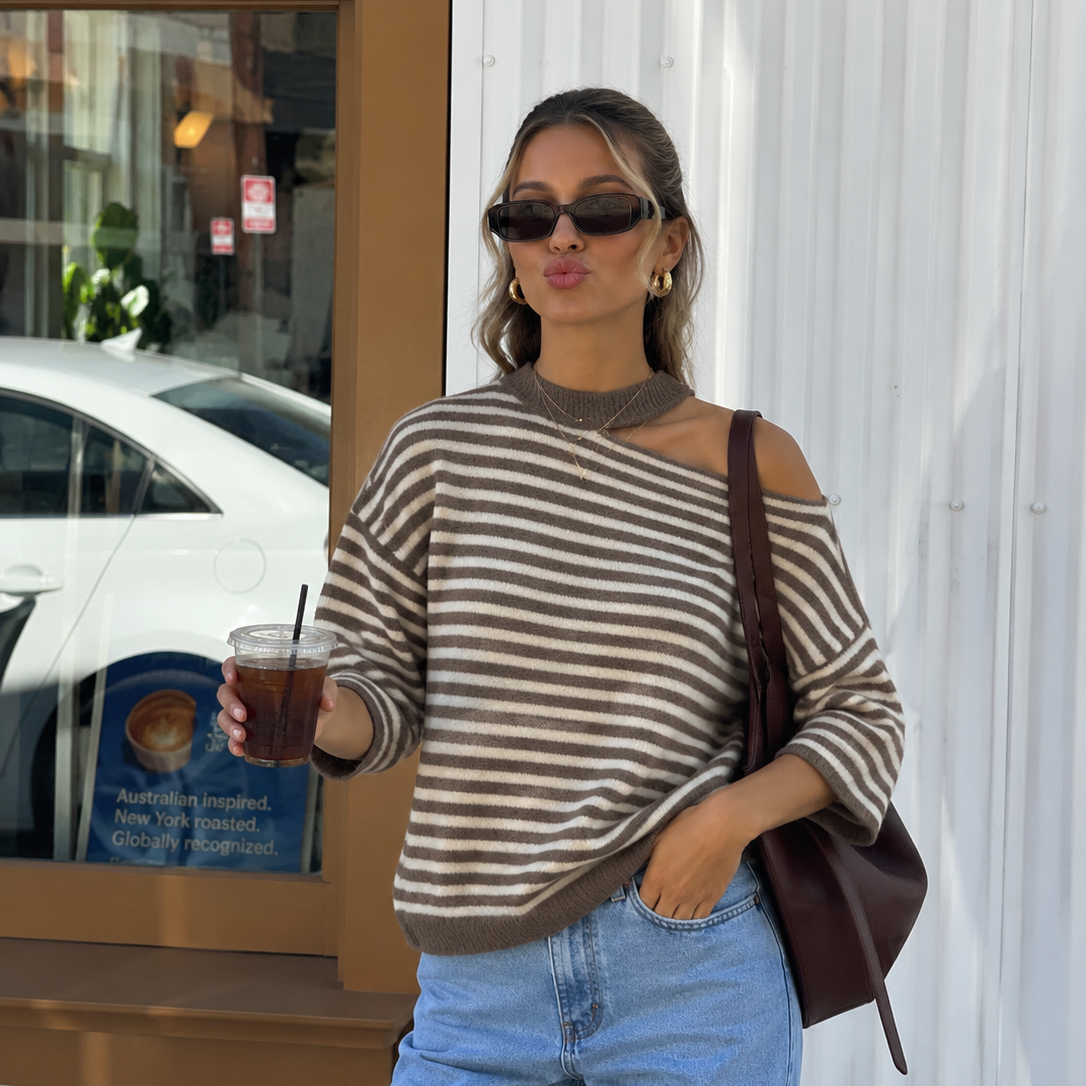 Livia Sweater Taupe & Ecru