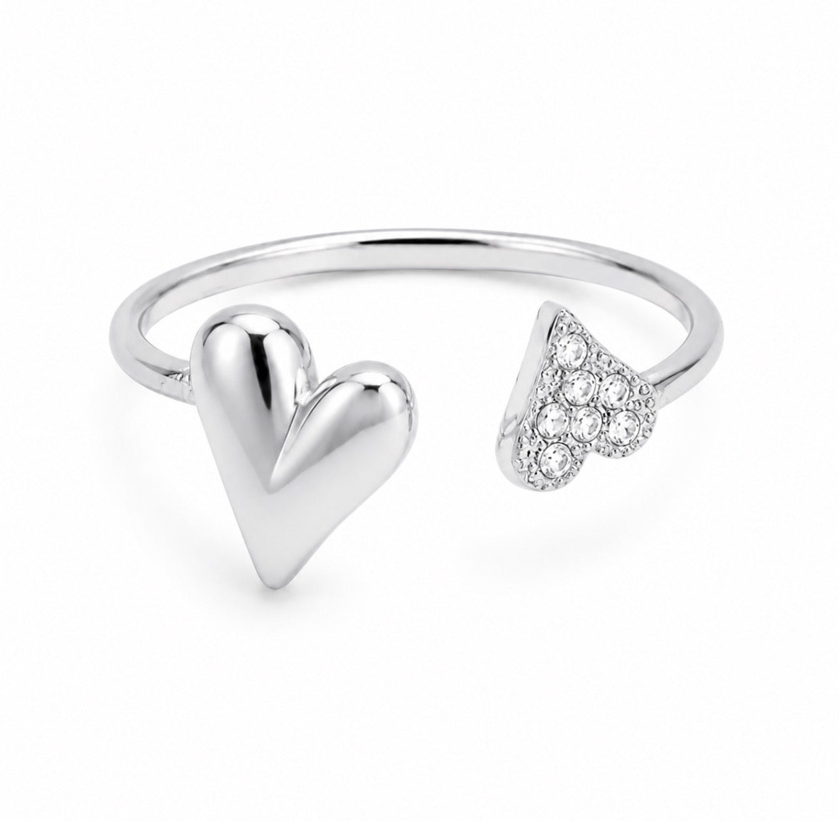 Double Mini Heart Ring Silver