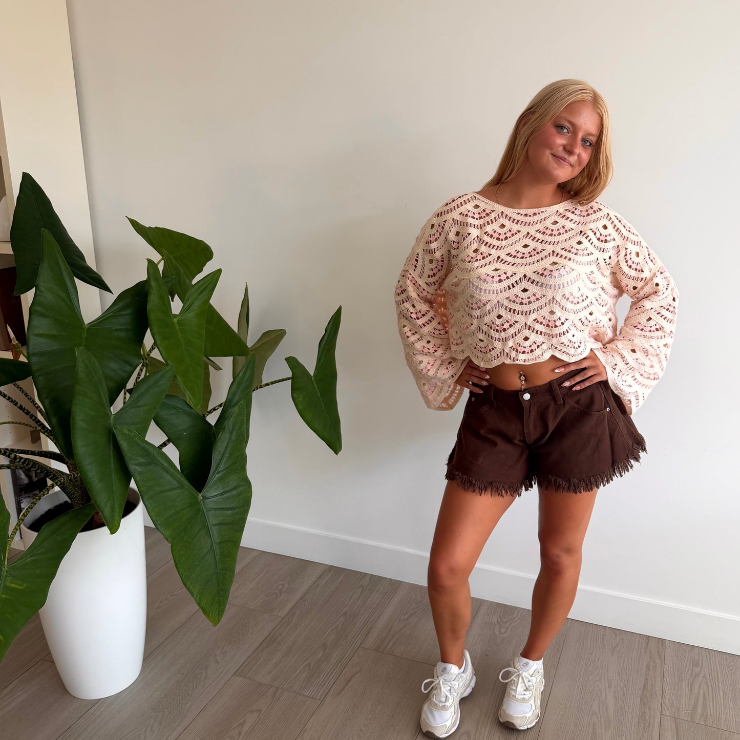 Broderie Beach Wear Light Rose & White