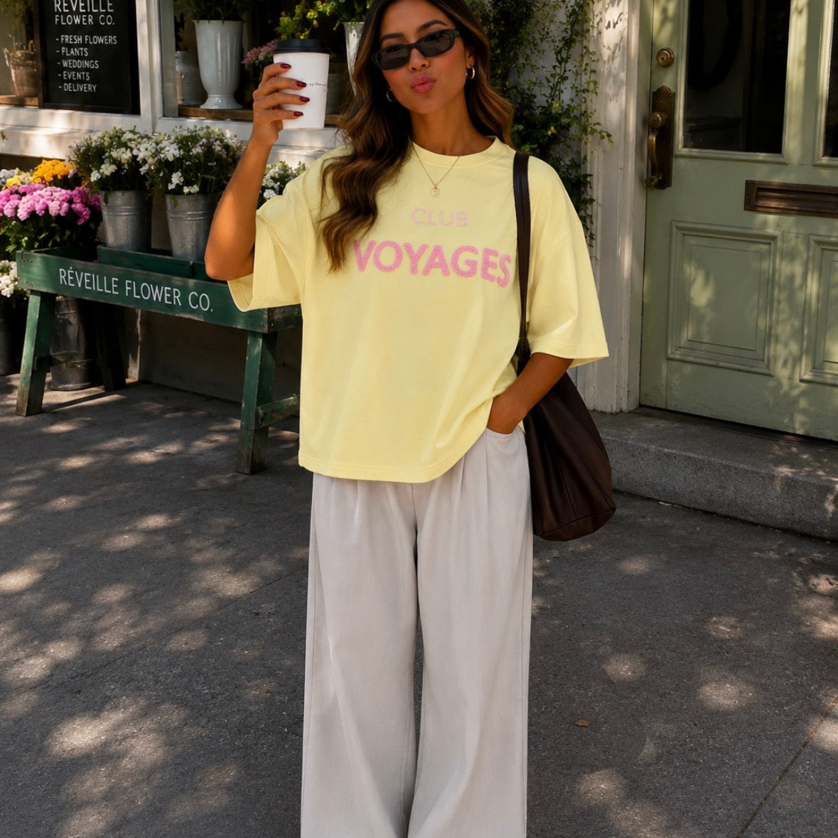 Voyages T-shirt Butter Yellow & Rose