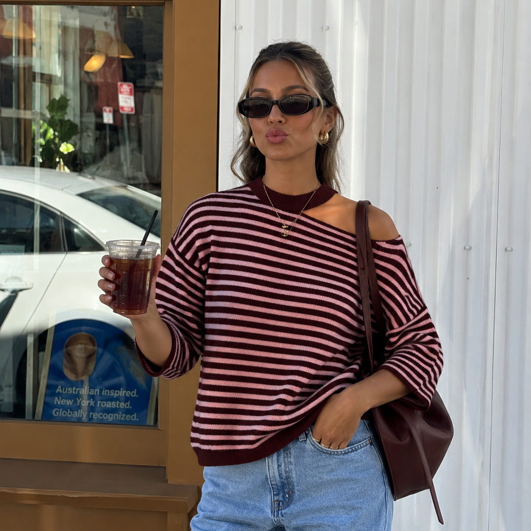 Livia Sweater Bordeaux & Pink