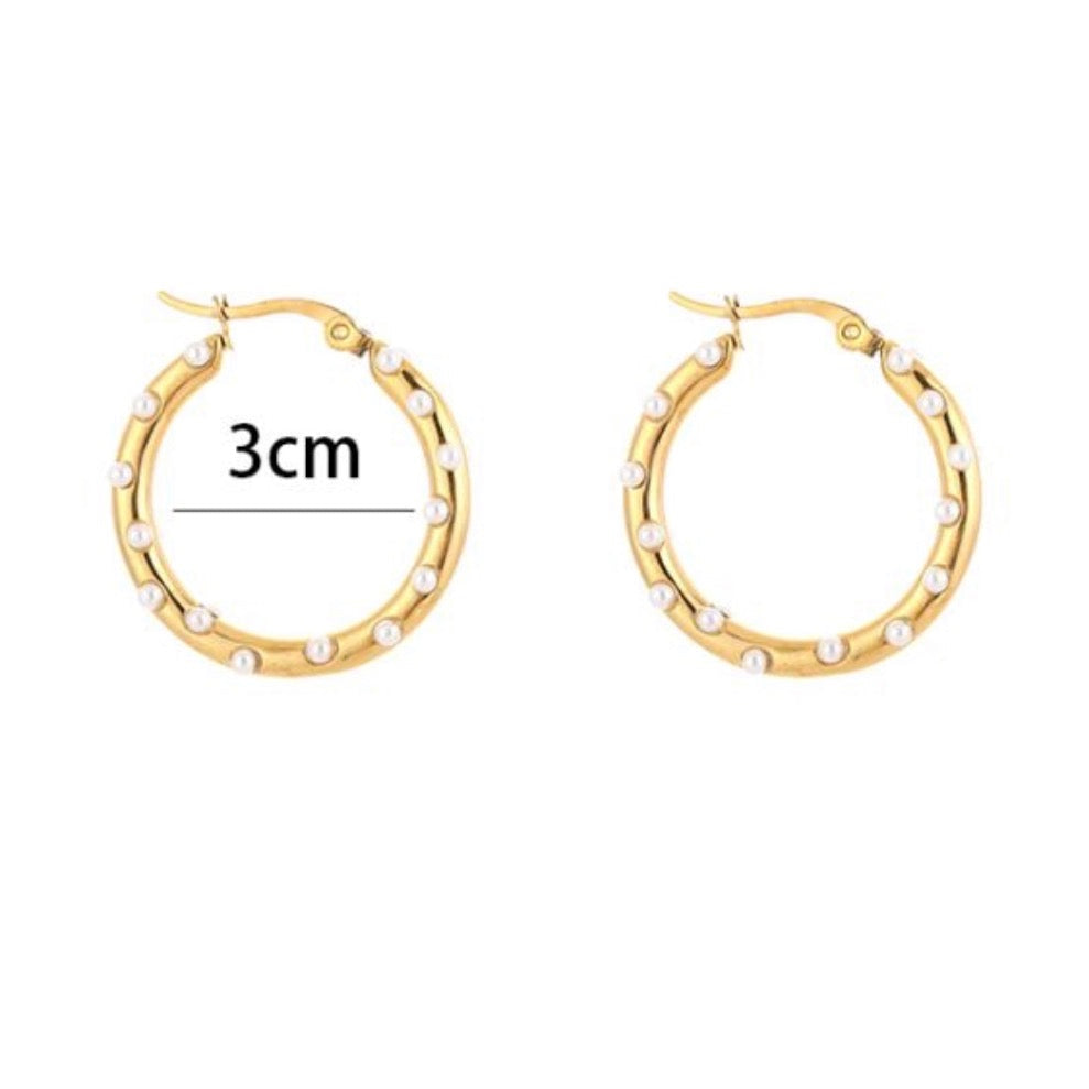 Mini Pearls Hoop Earring Silver