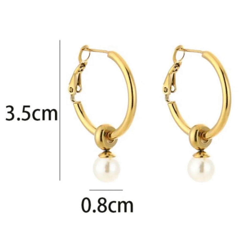 Pearl Hoop Earring Gold