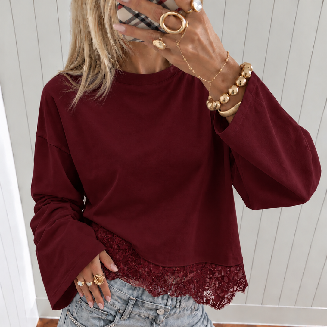 Premium Quality Lace T-shirt Bordeaux