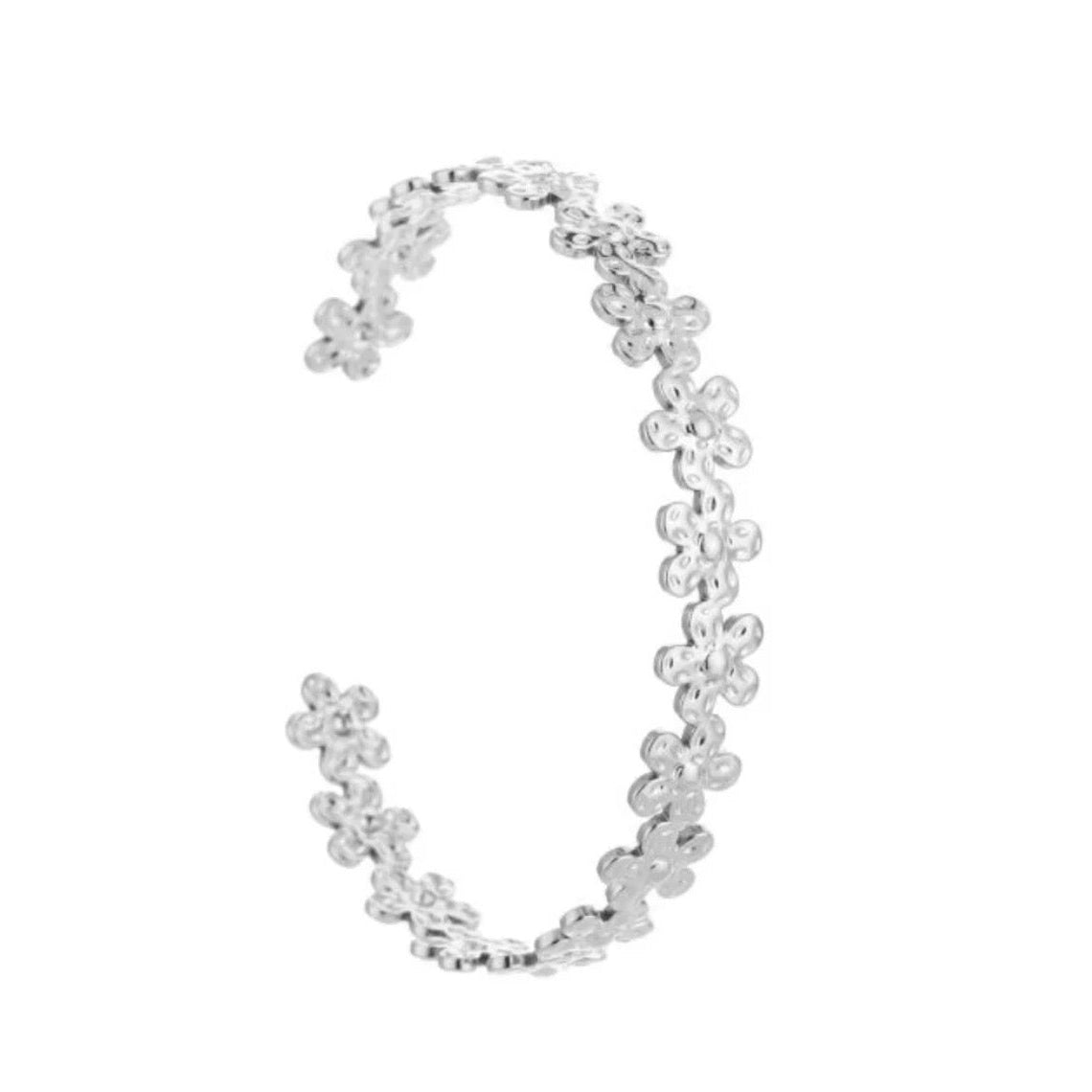 Multi Mini flower Bangle Silver