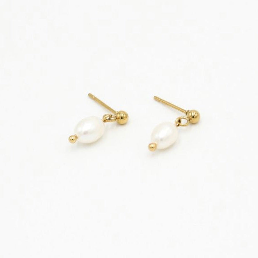 Dot and Pearl Stud Earrings Gold