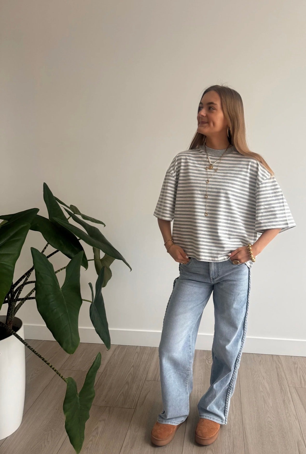 Bailey Striped T-shirt Grey & White