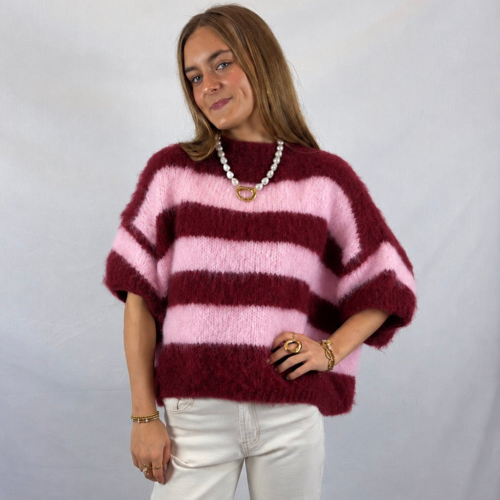 Vaiana Sweater Bordeaux and Pink