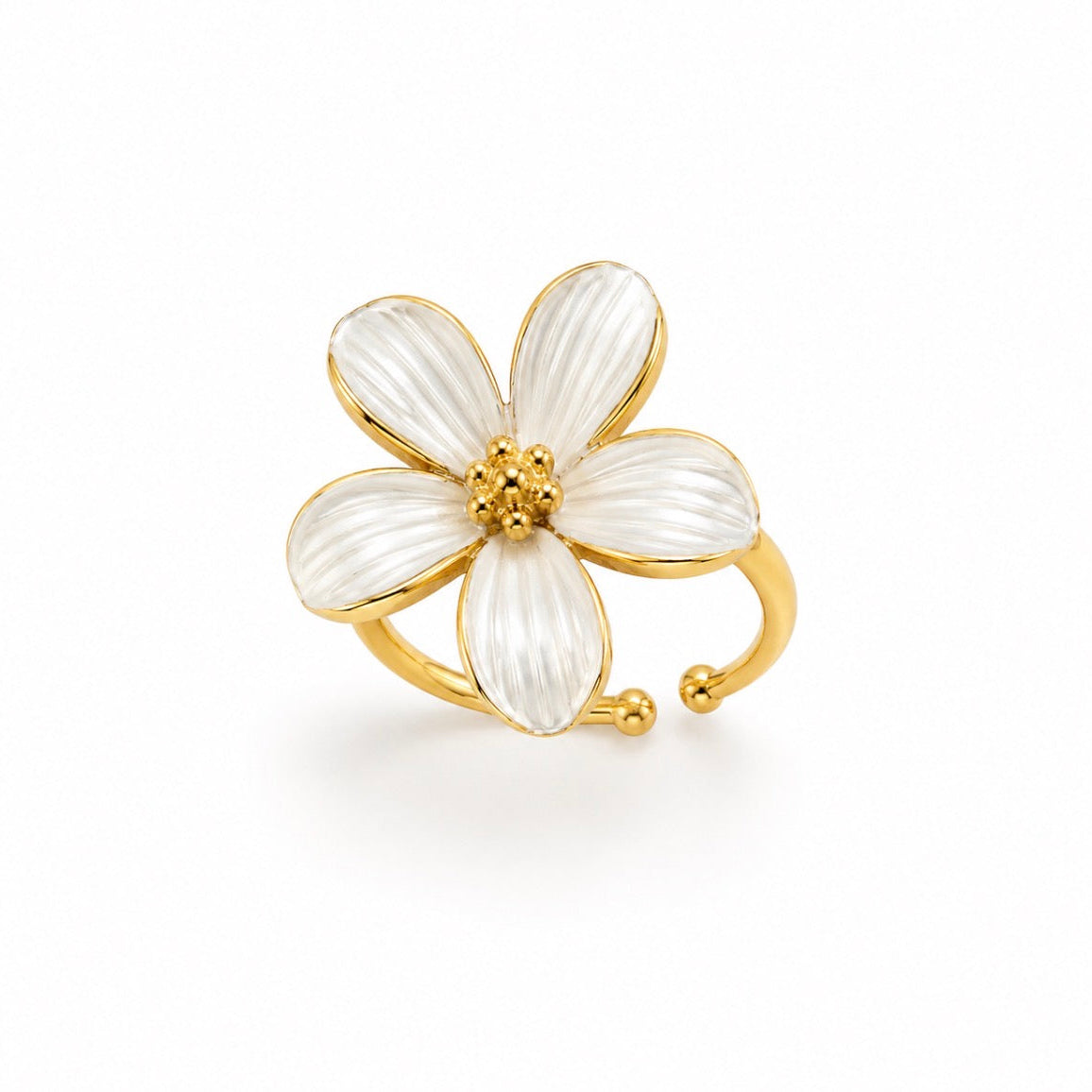Big Flower Ring White