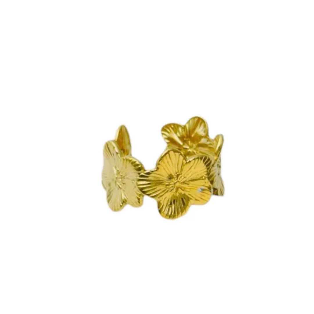 Multi Lotus Flower Ring Gold