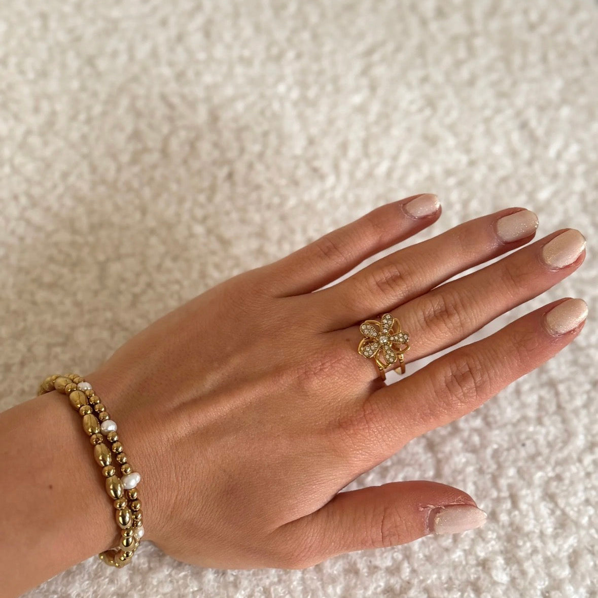 Sparkle Flower Anxiety Ring Gold