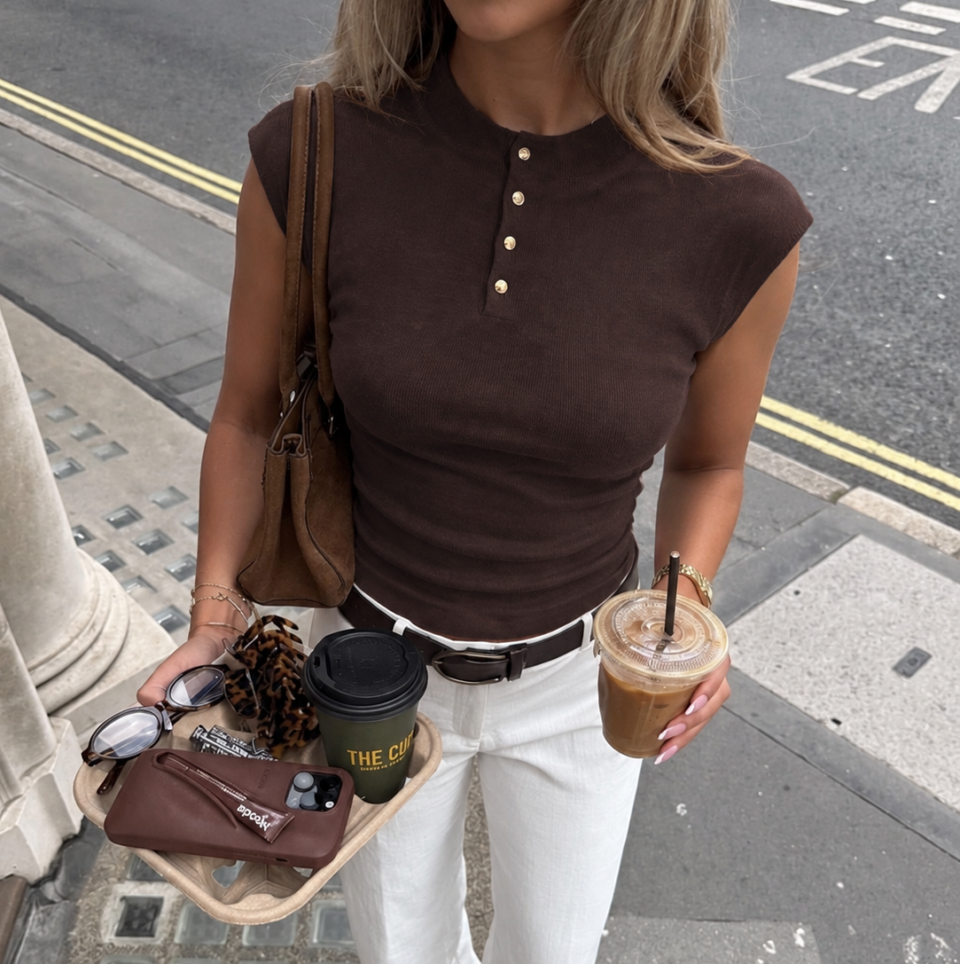 Noa Top Brown & Gold