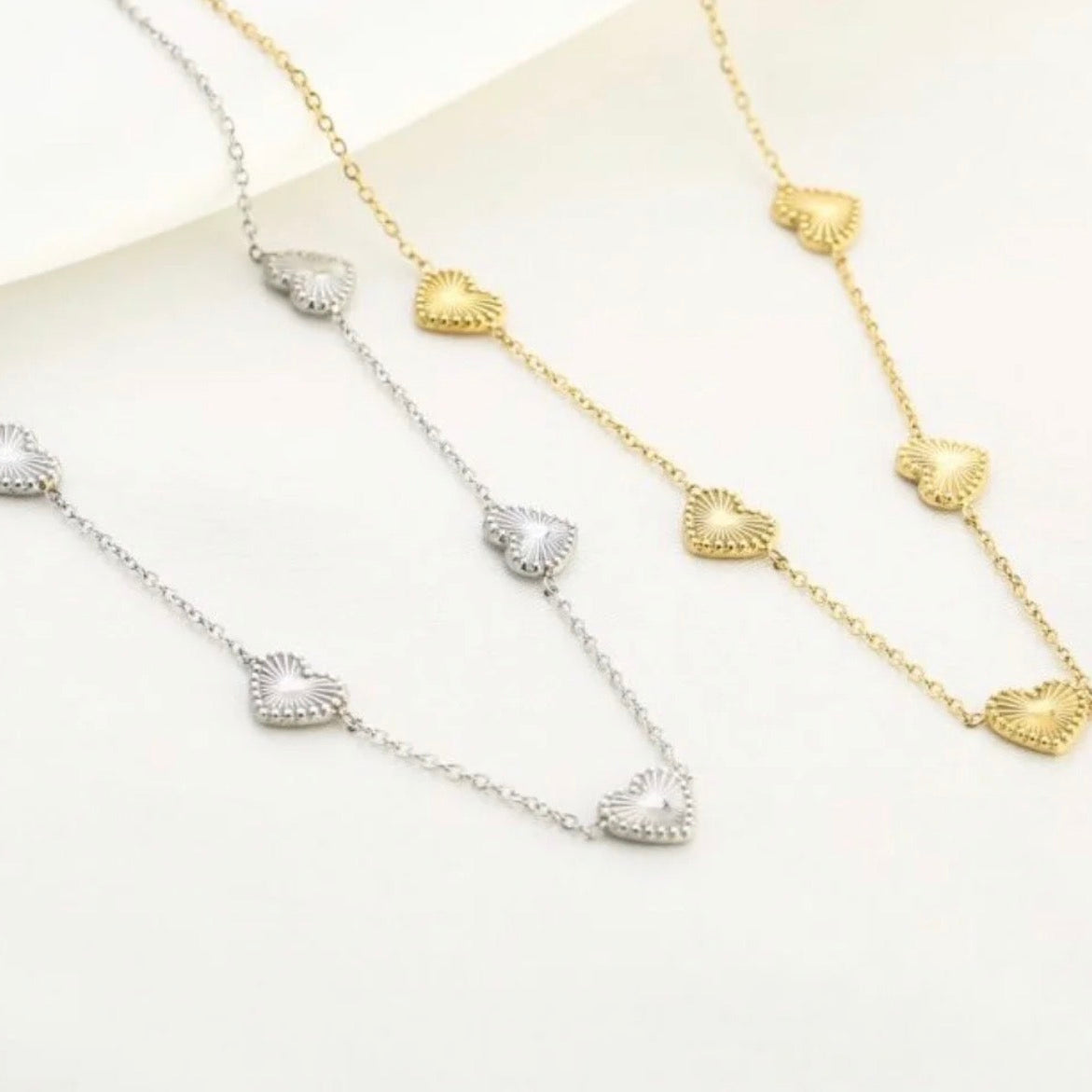 Multi Hearts Necklace Silver