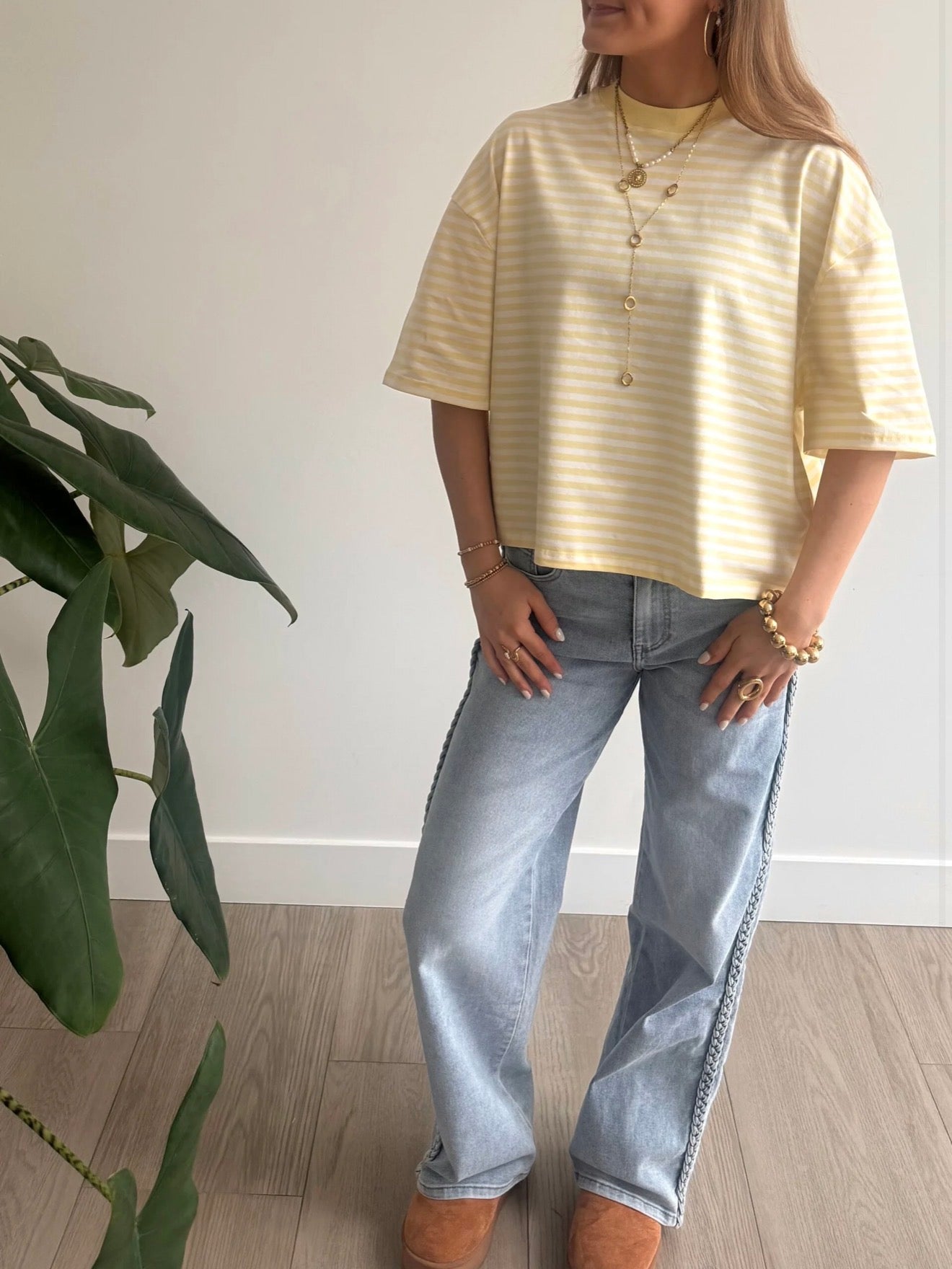 Bailey Striped T-shirt Butter Yellow & White