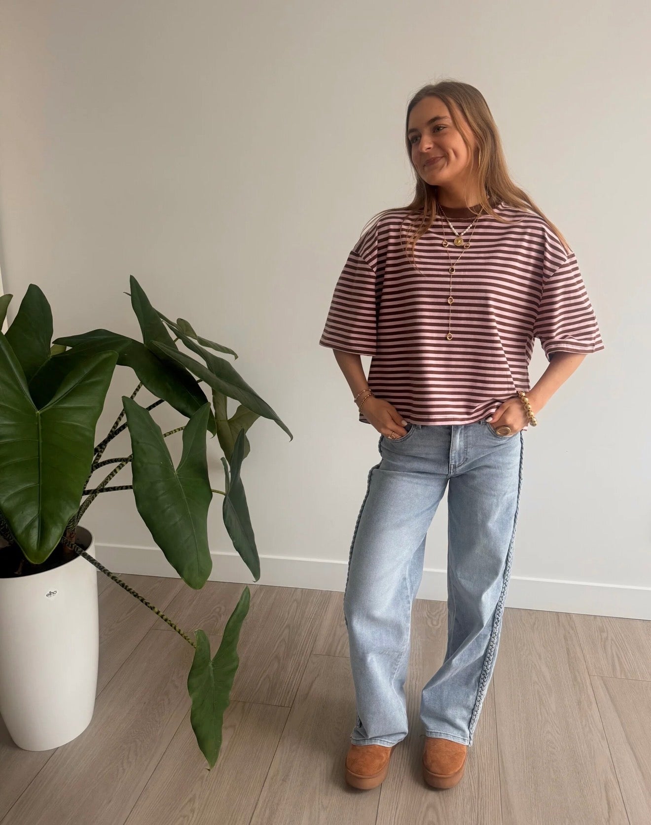 Bailey Striped T-shirt Rose & Brown