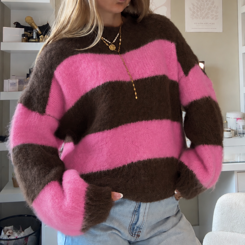 Milano Sweater Brown & Pink