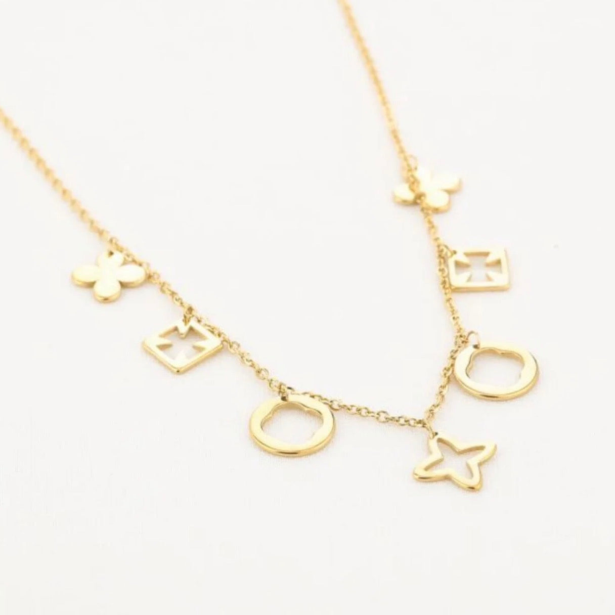Multi Clover Necklace Gold