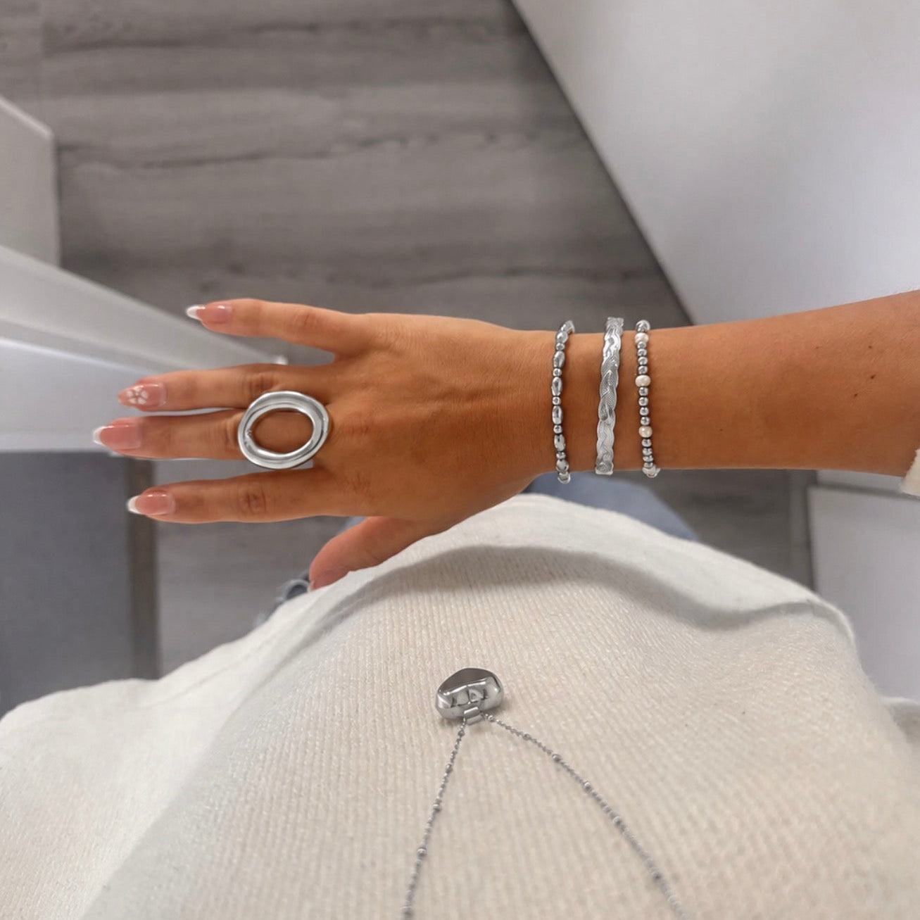 Grace Hoop Ring Silver