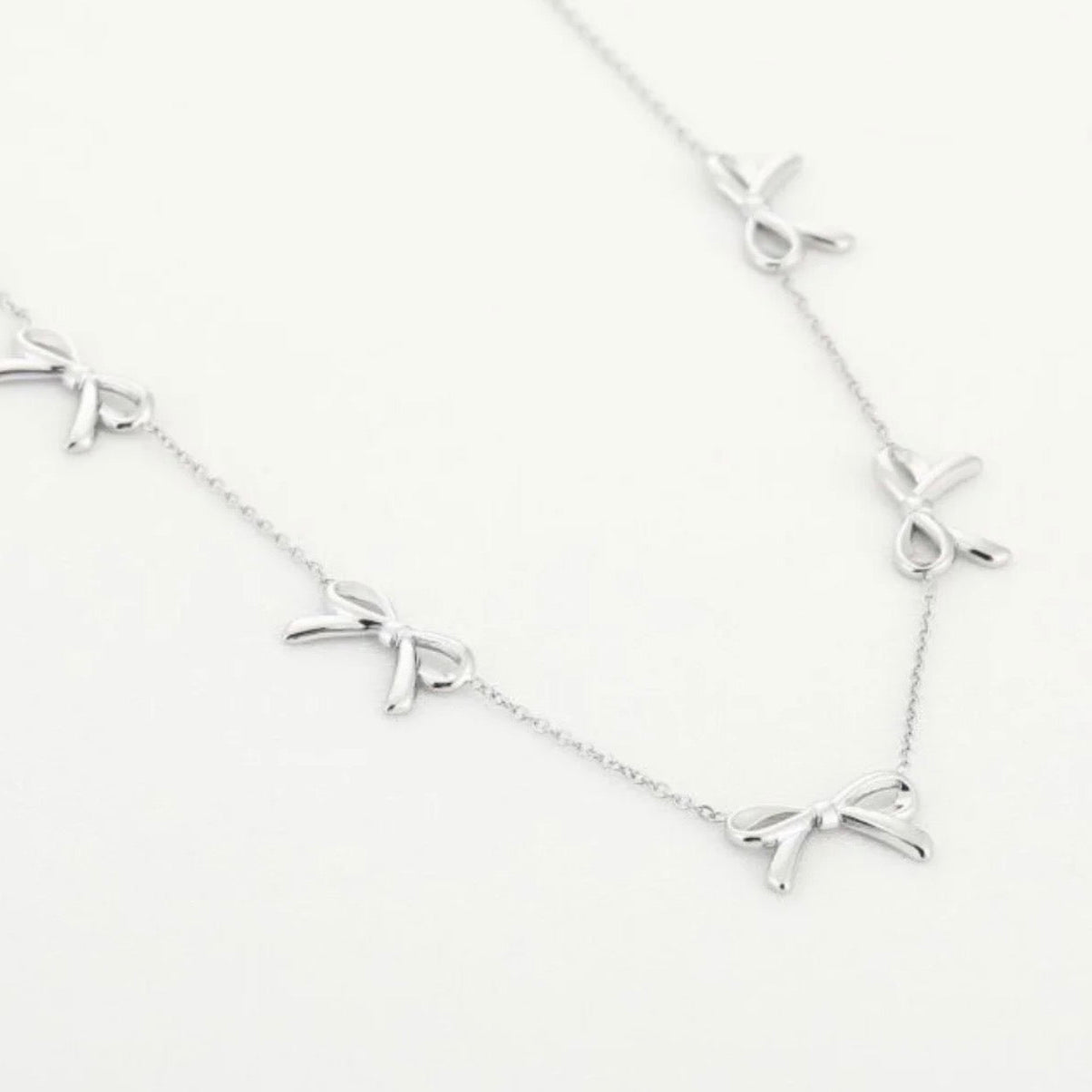 Multi Bow Necklace Silver