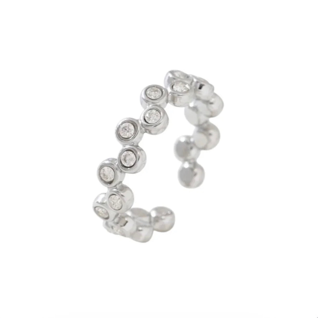 Multi Sparkle Dots Ring Silver