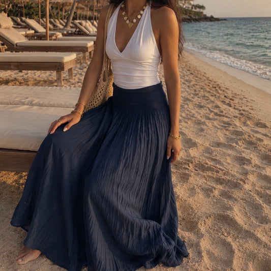 Camille Long Skirt Navy