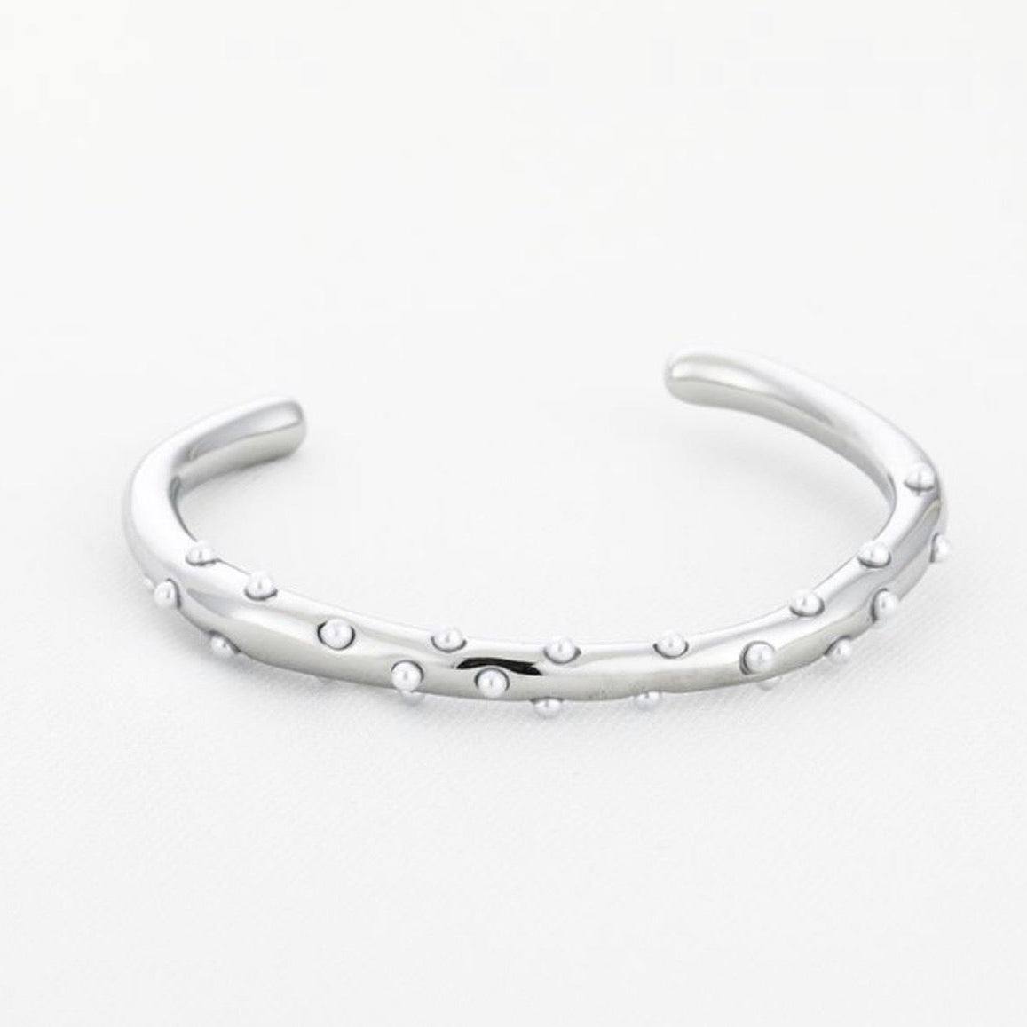 Mini Pearls Bangle Silver