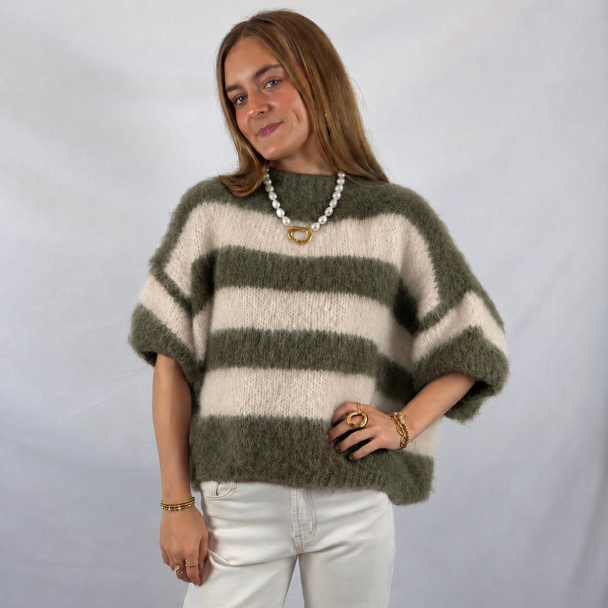 Vaiana Sweater Khaki & Beige