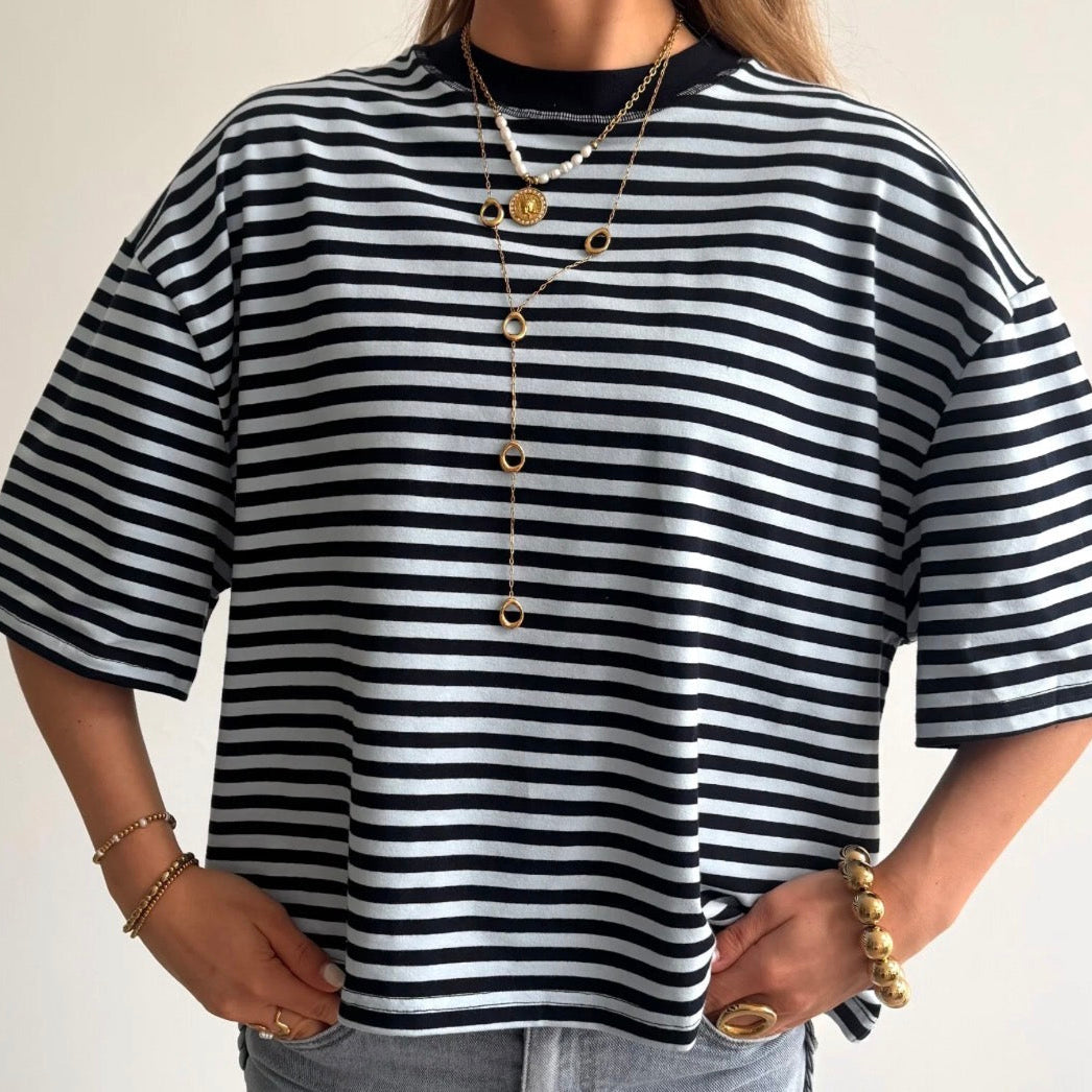Bailey Striped T-shirt Light Blue & Navy