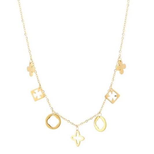 Multi Clover Necklace Gold