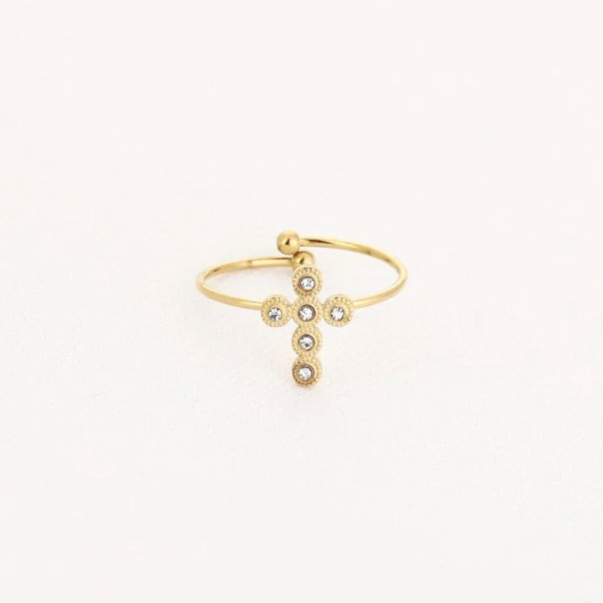 Diamands Cross Ring Gold