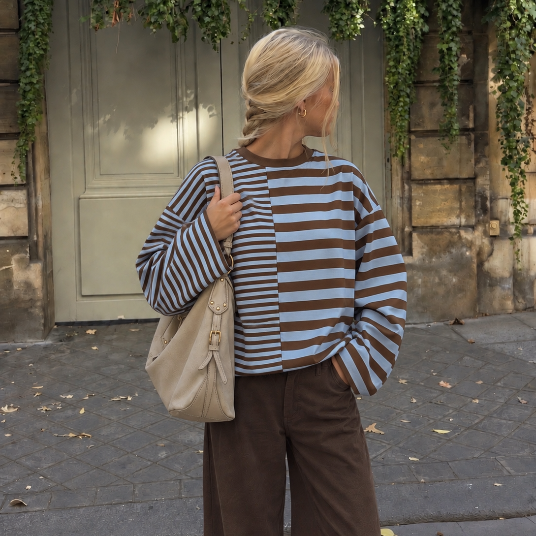 Hailey Striped Longsleeve Brown & Blue