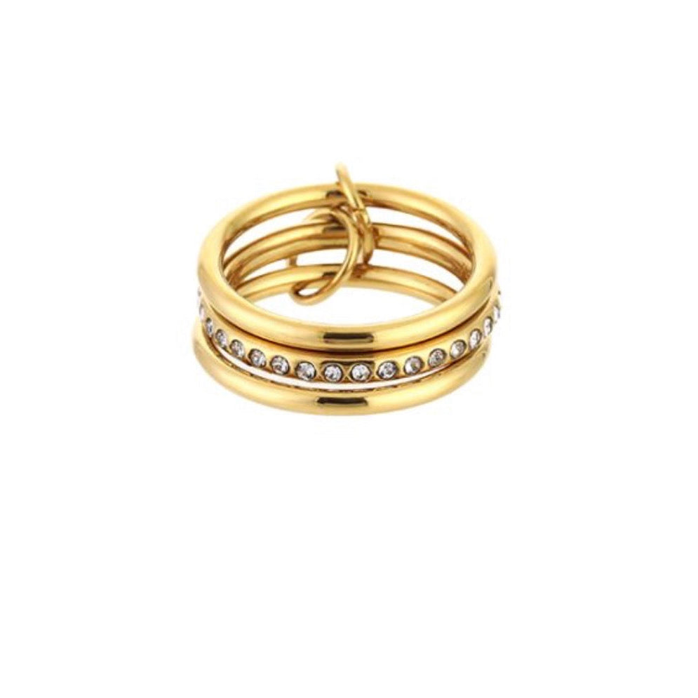 triple Stone Ring Gold