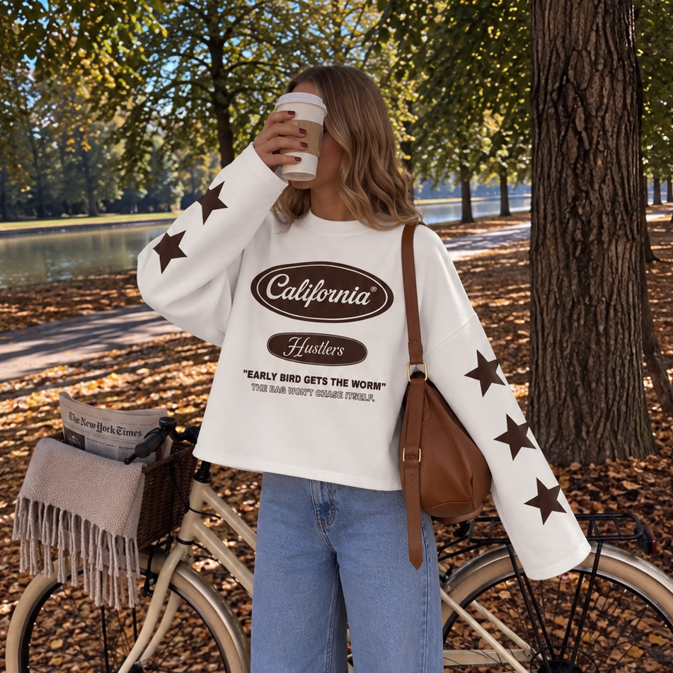California Star Longsleeve White & Brown