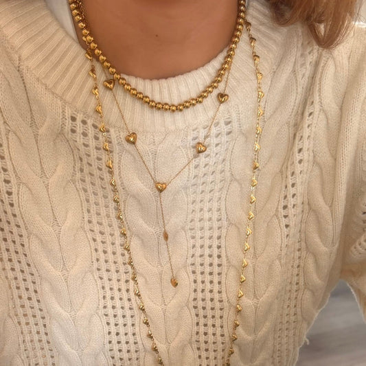 Y Hearts Necklace Gold