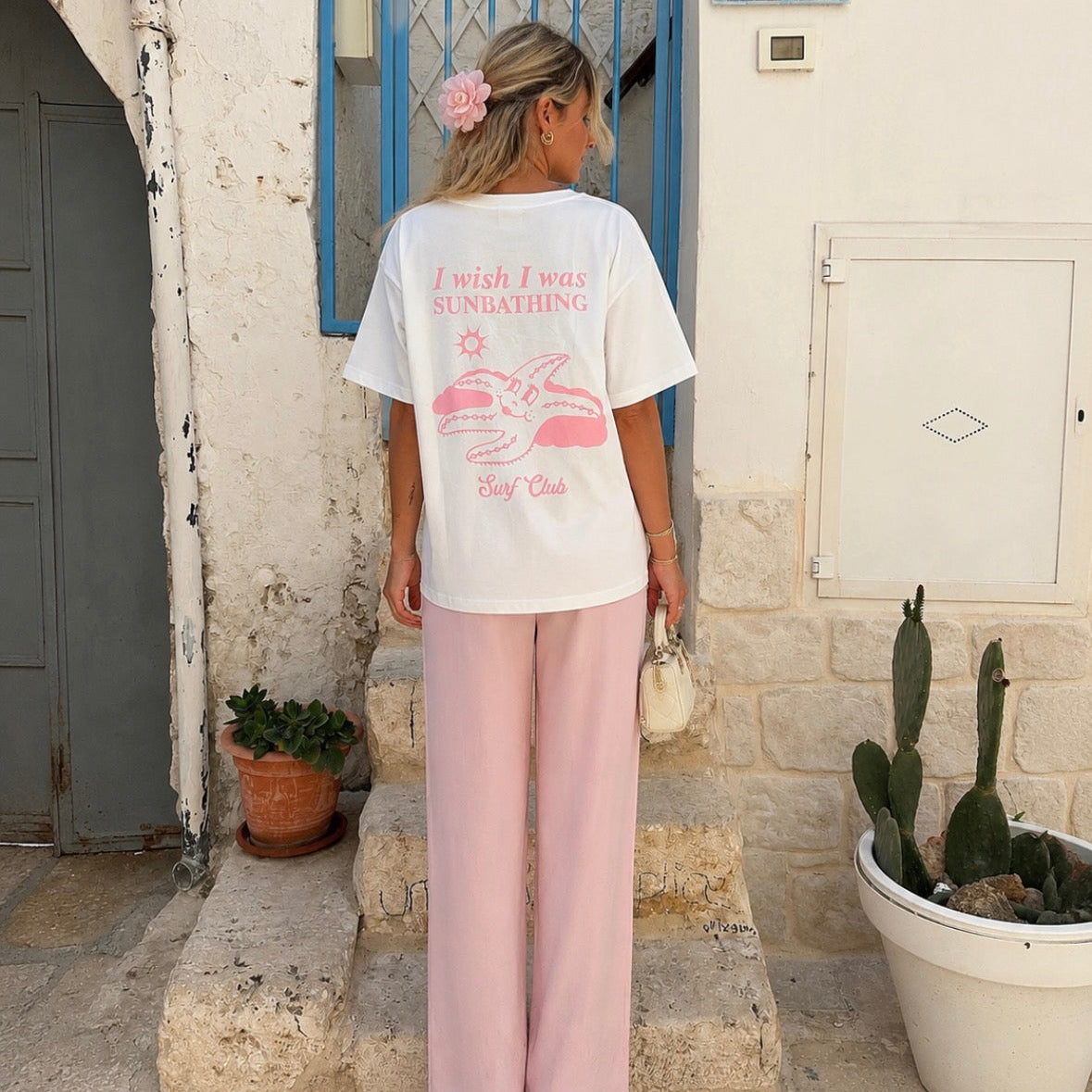 Surf Club T-shirt white & Pink