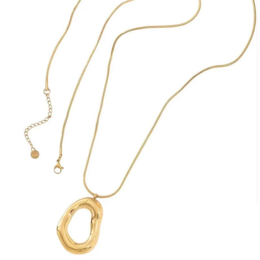 Long Hoop Necklace Gold