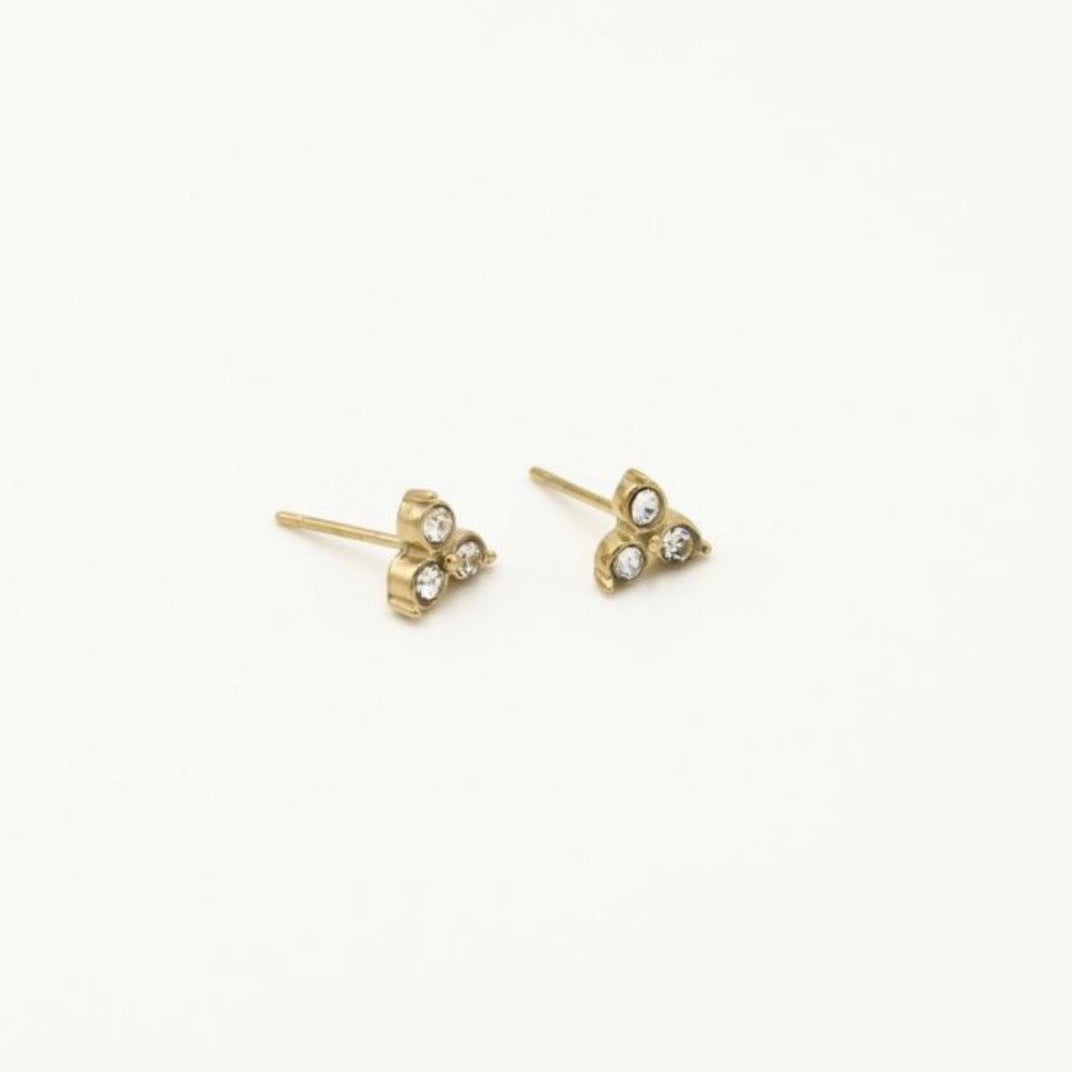 Sparkle Stass Stud Earrings Gold