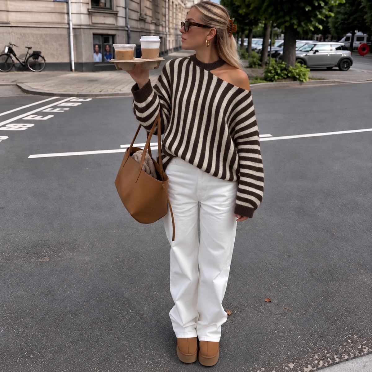 Amalia Striped Sweater Brown