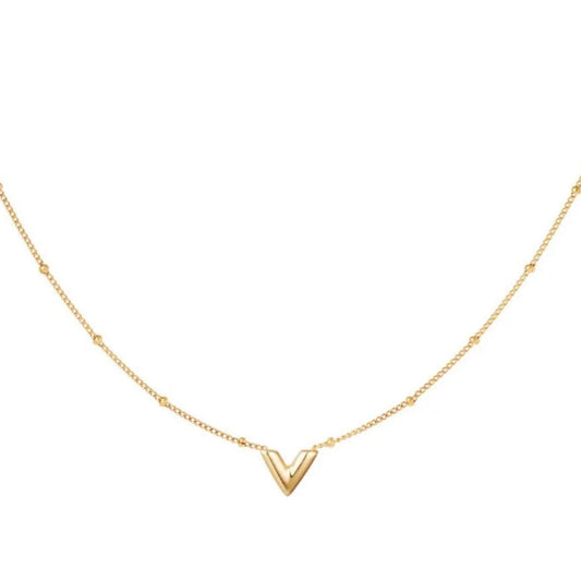 Thin V Necklace Gold