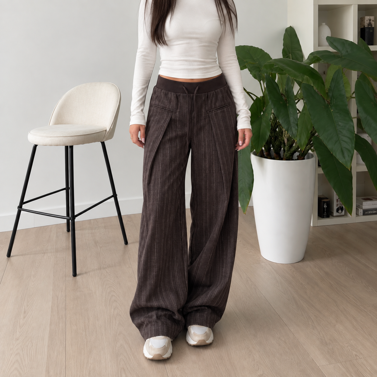 Emma Wide Leg Pants Brown
