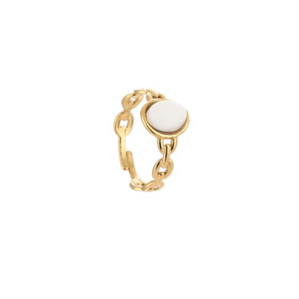 White Stone Ring Gold