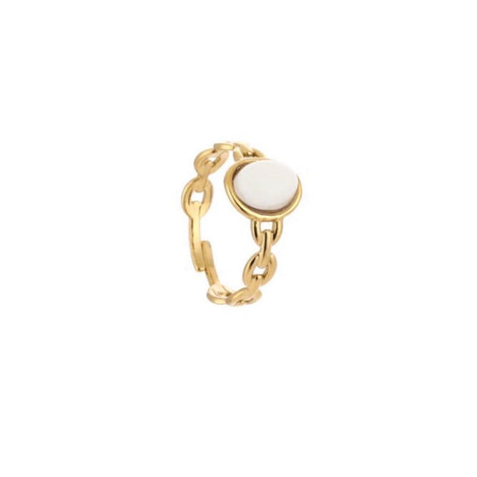 White Stone Ring Gold