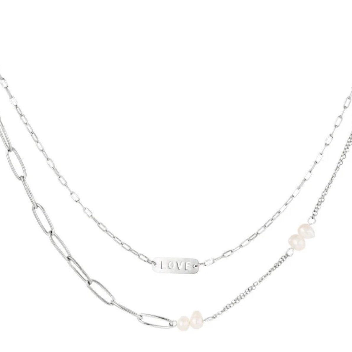 Double Love Necklace Silver