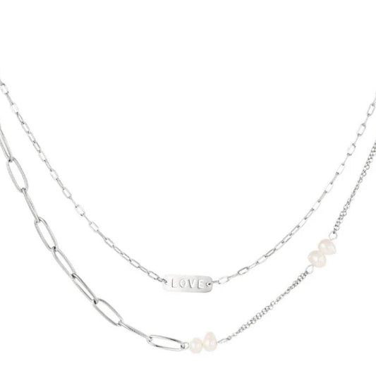 Double Love Necklace Silver