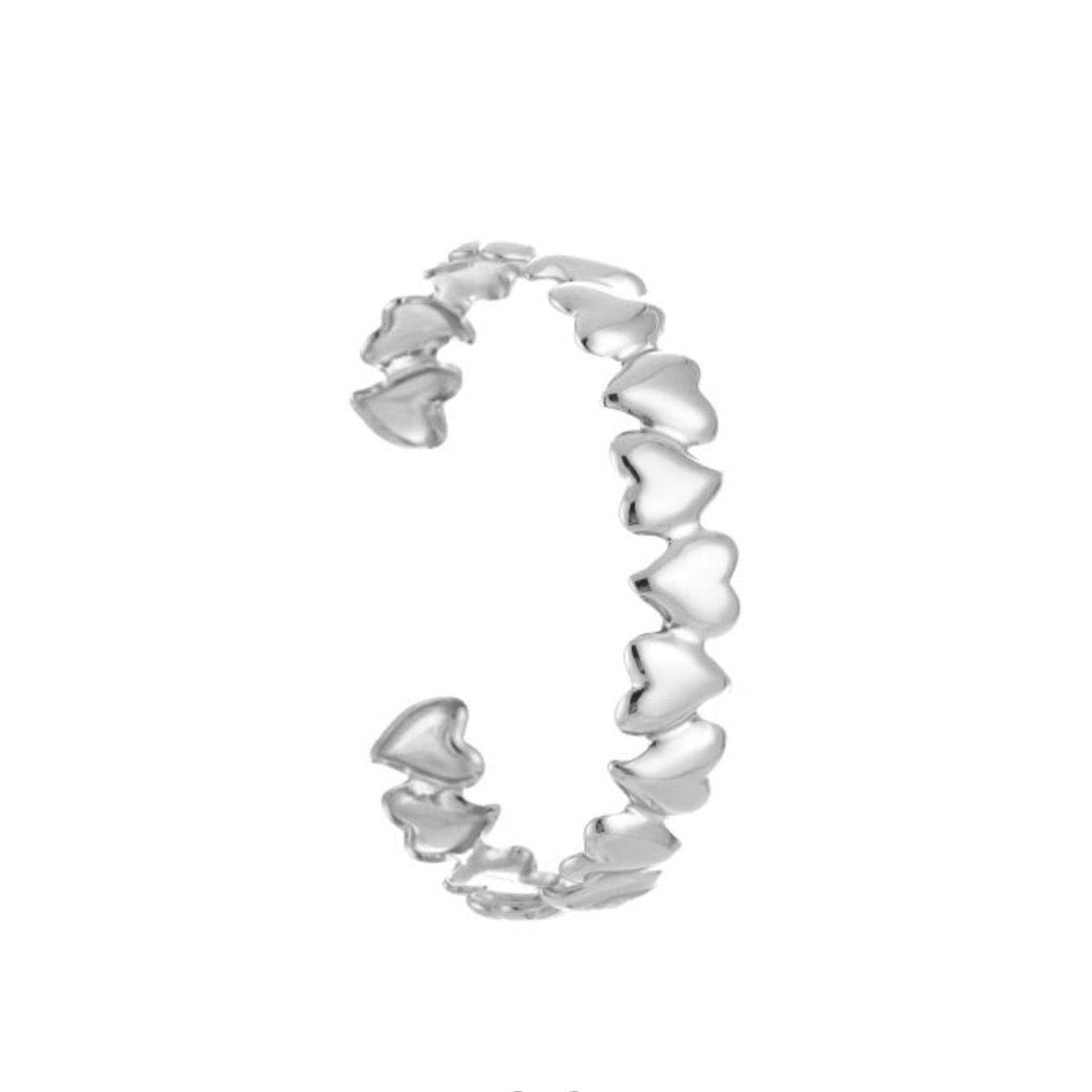 Multi Heart Bangle Silver