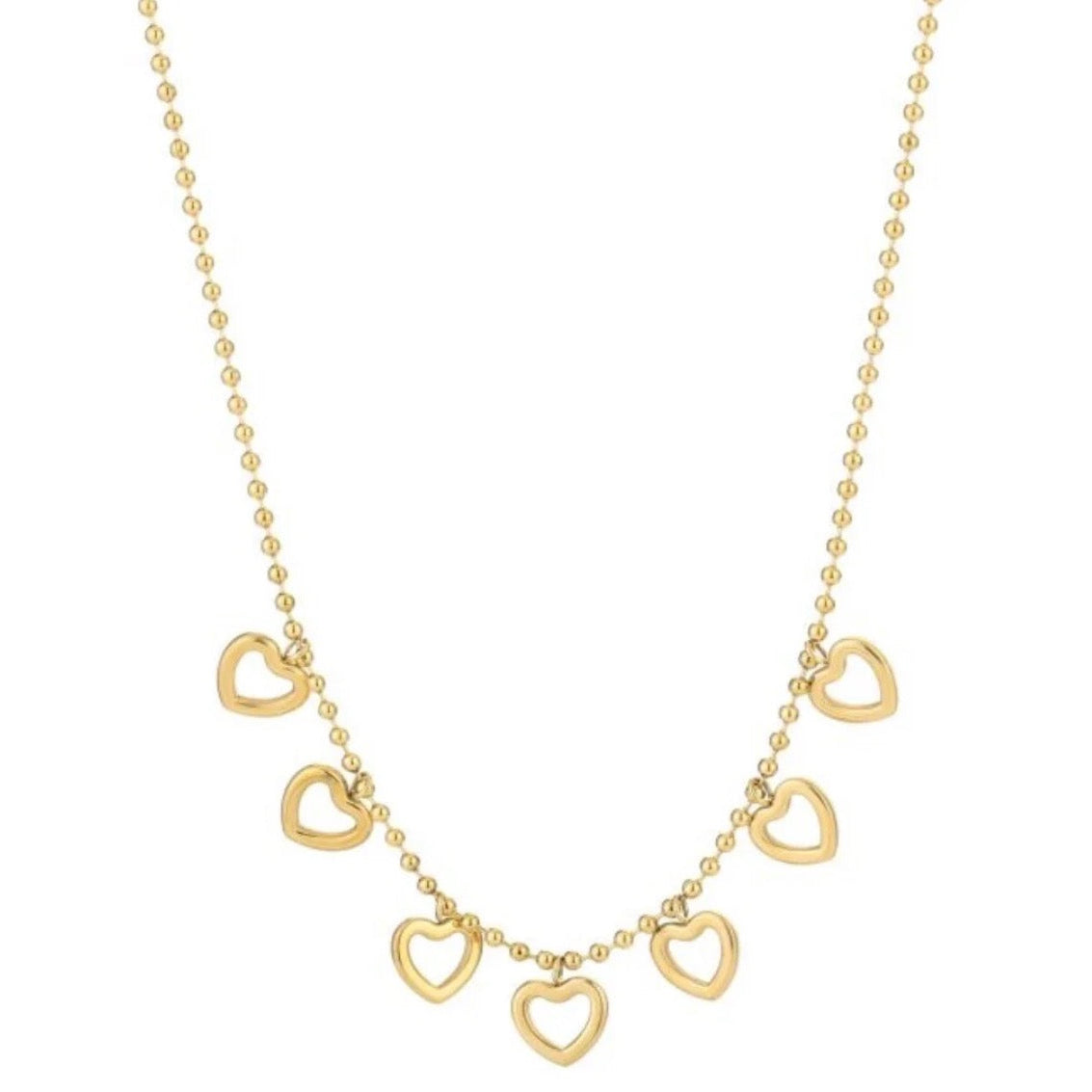 Multi Open Hearts Necklace Gold